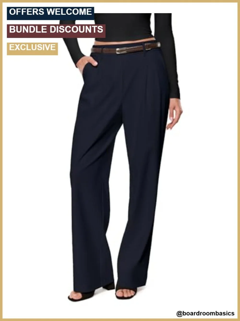 Wide Leg Dress Pants High Waist Pull On Trousers Women Work Wear Stretch